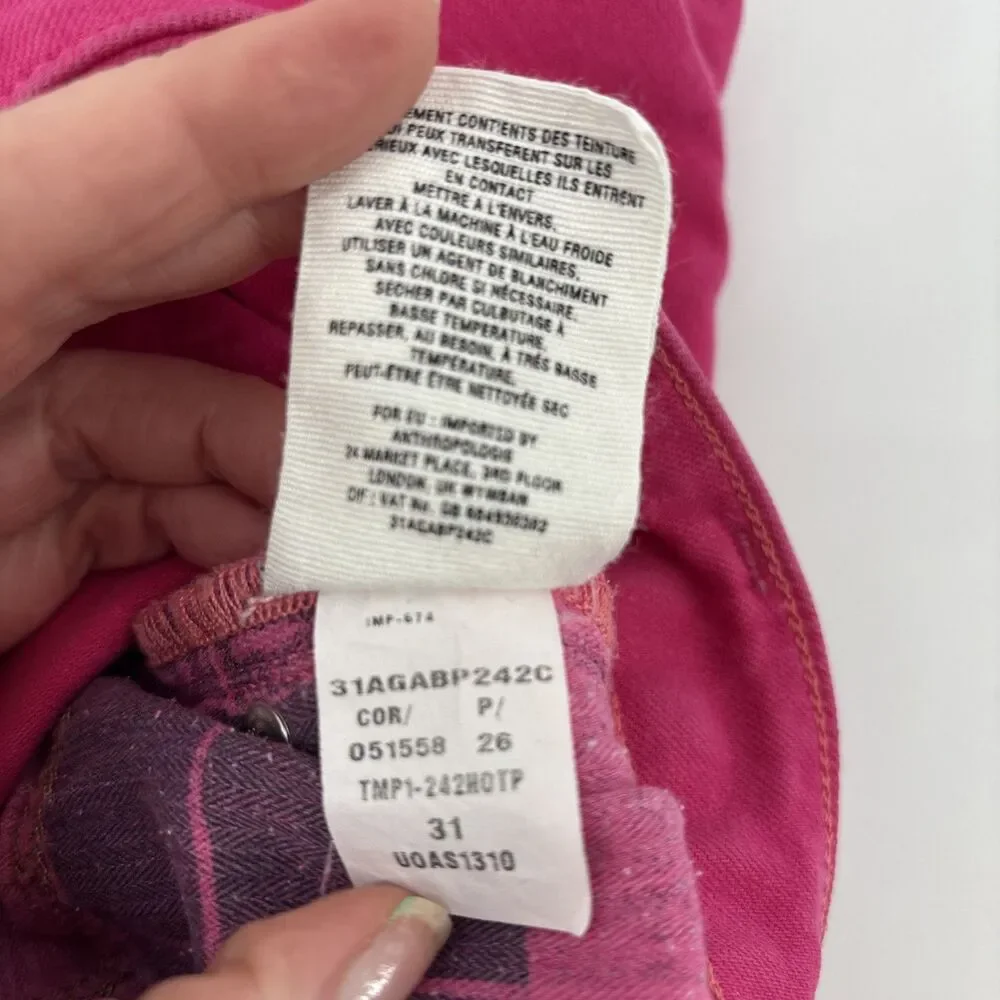 Pilcro and The Letterpress Anthropologie Women's Pink Stet Denim Shorts Size 31 - Picture 7 of 7